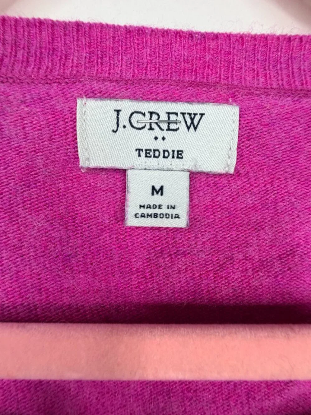 J. Crew Cotton Teddie Sweater Crew Neck Pink Colorway Medium #A2847